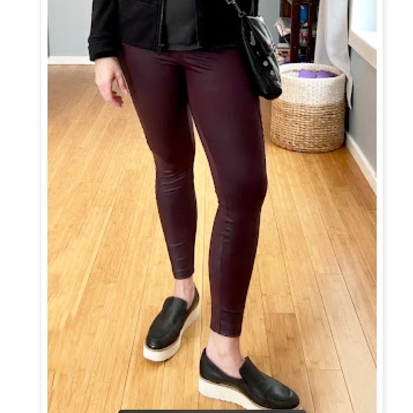 Athleta Delancey Gleam Moto Faux Leather Tights in Decadent Chocolate Sz. XL - Picture 7 of 12